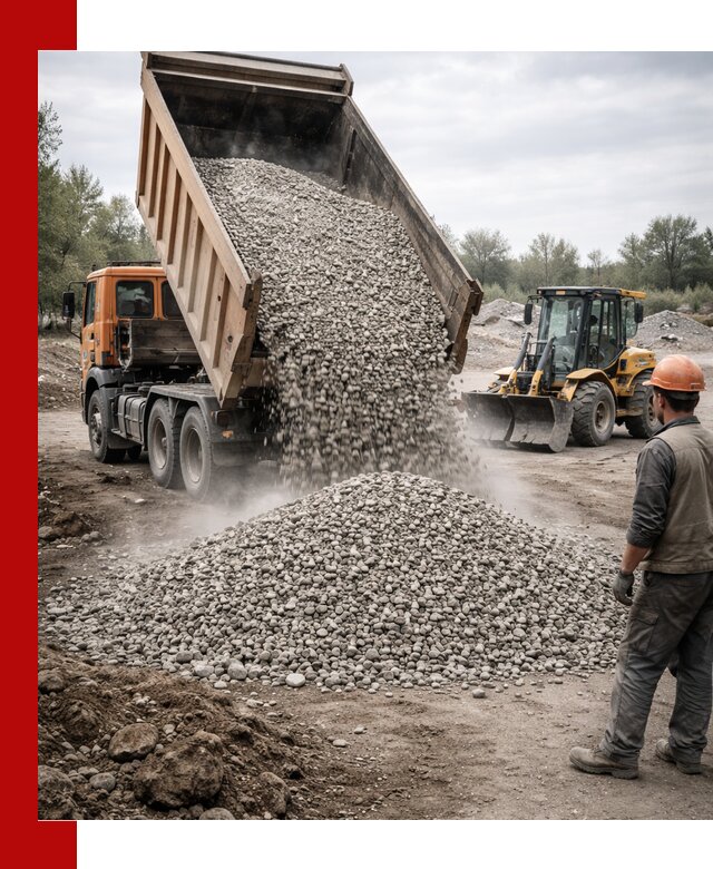 Доставка щебня в донском крупными и мелкими фракциями