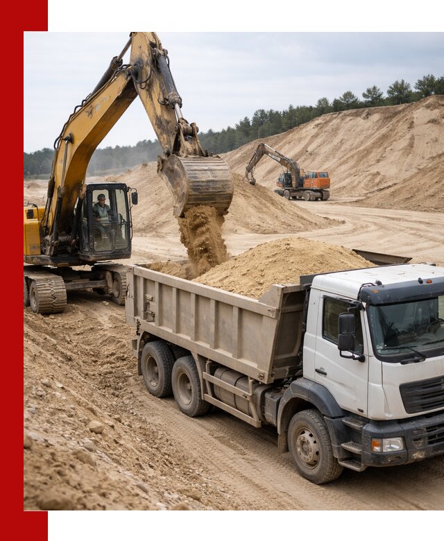 Доставка карьерного песка с самосвалами и разгрузкой в донском