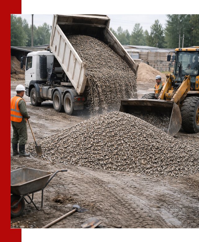 Мытый гравий с доставкой в донском от карьера до участка