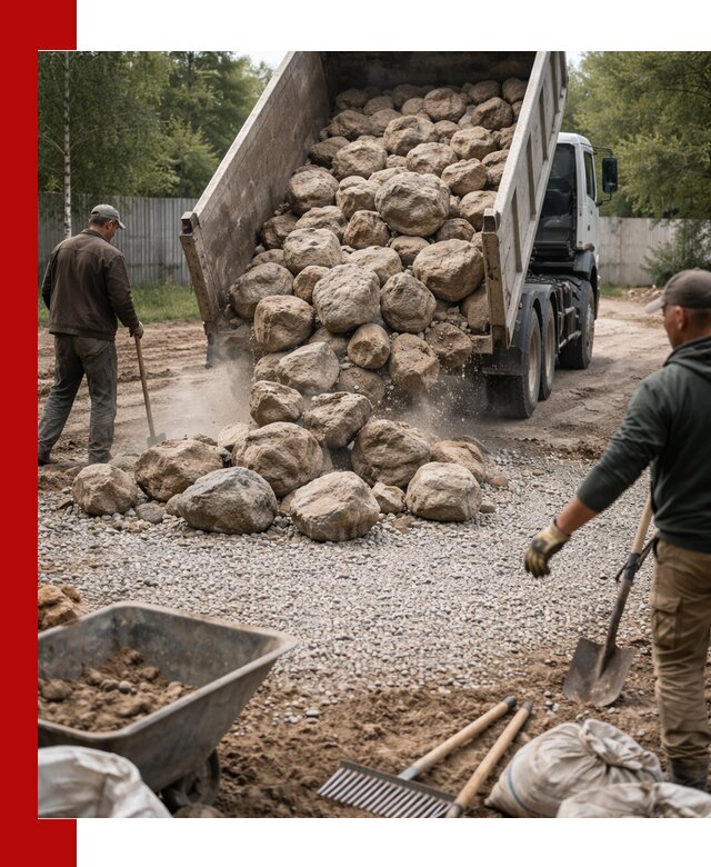 Доставка и укладка булыжника в донском