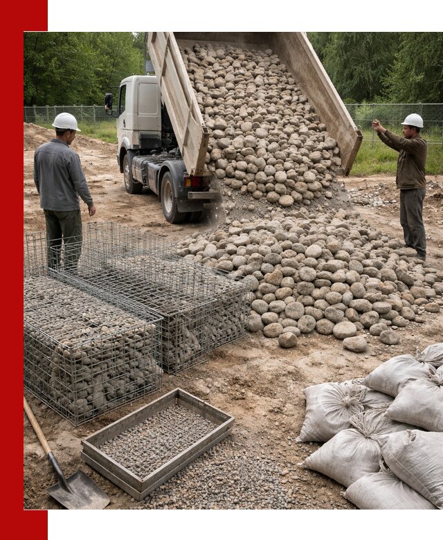 Камень для габионов фракция 70–151 в Донском