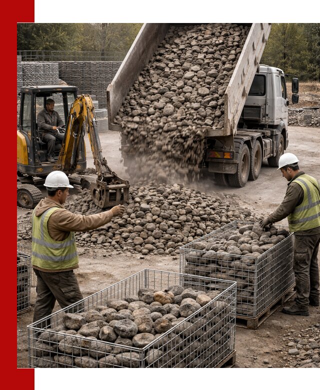 Камень для габионов фракция 100–201 в Донском