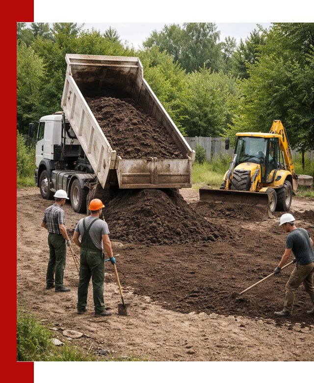 Доставка и укладка грунта для выравнивания участка в донском