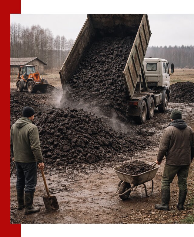 Доставка низинного торфа с разгрузкой и доставкой в донском