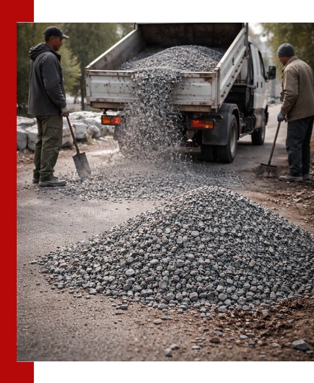 Гранитная крошка для посыпки дорог и тротуаров в донском