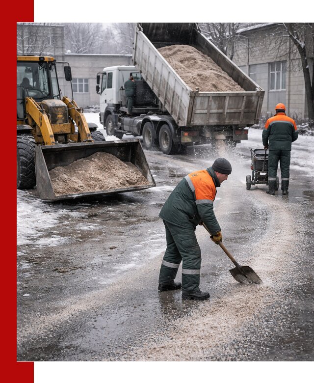 Реагент против гололеда с доставкой и нанесением в донском