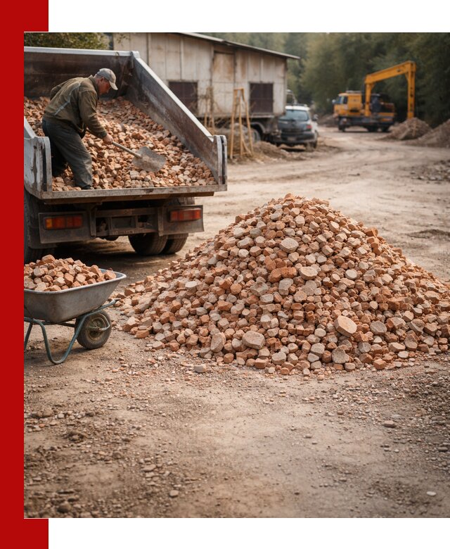 Доставка и подушка из боя кирпича с разгрузкой в донском