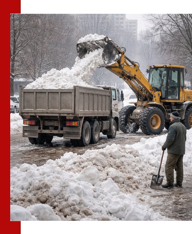 Вывоз снега грузовой техникой в донском оперативно и чисто