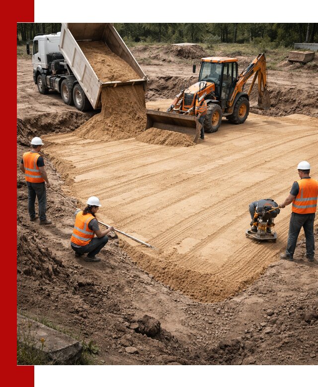 Устройство песчаной подушки для фундаментов и дорог в донском